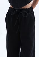 Women Black High Rise Wide Leg Denim Pants