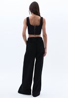 Women Black High Rise Wide Leg Denim Pants