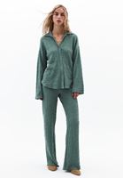 Bayan Yeşil Yüksek Bel Wide-Leg Pantolon