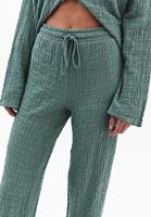 Bayan Yeşil Yüksek Bel Wide-Leg Pantolon