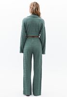 Bayan Yeşil Yüksek Bel Wide-Leg Pantolon
