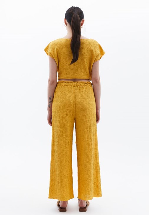 Culotte Pantolon ve Bağcık Detaylı Bluz Kombini