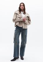 Women Beige Oversize Trench Coat with Belt Detail