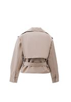 Women Beige Oversize Trench Coat with Belt Detail