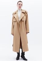 Women Beige Trench Coat with Belt Detail