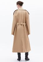 Women Beige Trench Coat with Belt Detail