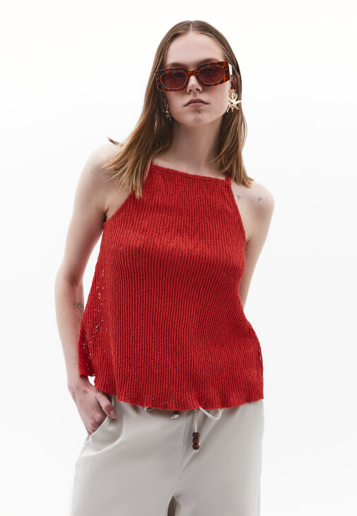 Halter Yaka Atlet ve Culotte Pantolon Kombini