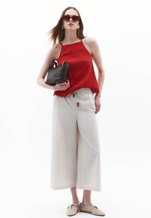Halter Yaka Atlet ve Culotte Pantolon Kombini
