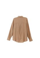 Women Beige Oversize Shirt with Pocket