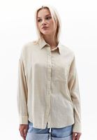 Women Beige Oversize Shirt with Pockets