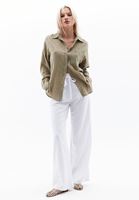 Women Green Oversize Shirt with Pockets