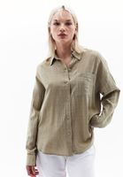 Women Green Oversize Shirt with Pockets