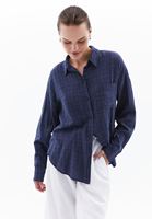 Women Blue Oversize Shirt with Pockets