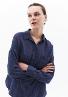 Women Blue Oversize Shirt with Pockets
