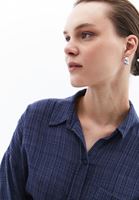 Women Blue Oversize Shirt with Pockets