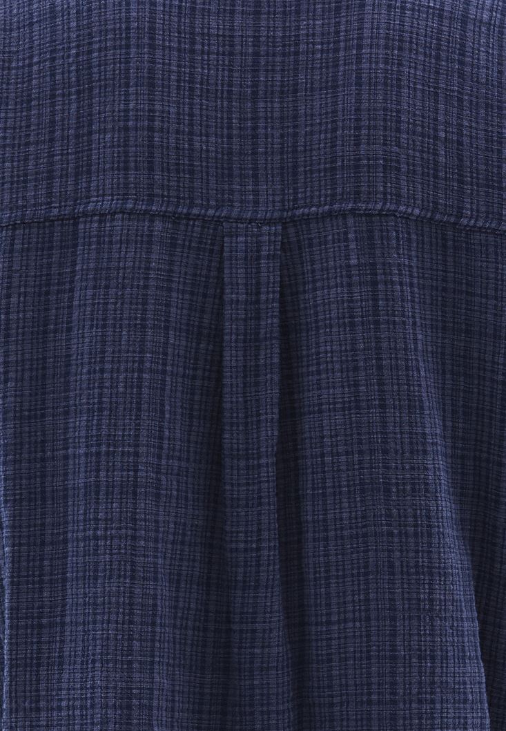 Women Blue Oversize Shirt with Pockets