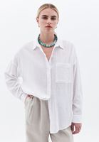 Women White Oversize Shirt with Pockets