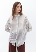 Women Mixed Oversize Shirt with Pockets