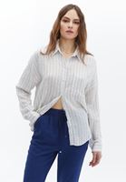 Women Mixed Oversize Shirt with Pockets