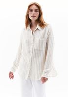 Women Mixed Oversize Shirt with Pockets