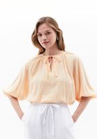 Women Orange Crop Blouse with Elastic Waistband