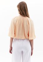 Women Orange Crop Blouse with Elastic Waistband