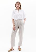 Women White Crop Blouse with Elastic Waistband