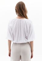 Women White Crop Blouse with Elastic Waistband