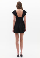 Women Black V-Neck Smocked Mini Dress