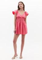 Women Pink V-Neck Smocked Mini Dress