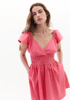 Women Pink V-Neck Smocked Mini Dress