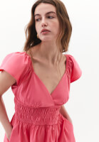 Women Pink V-Neck Smocked Mini Dress