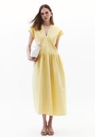 Women Yellow V-Neck Maxi Dress