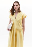 Women Yellow V-Neck Maxi Dress
