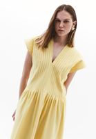Women Yellow V-Neck Maxi Dress