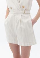 Women Beige High Rise Cotton Blended Shorts