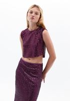 Women Purple Sequin Blouse with Back Detail