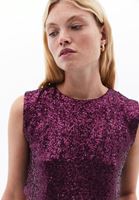 Women Purple Sequin Blouse with Back Detail