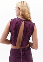 Women Purple Sequin Blouse with Back Detail