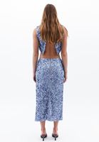 Women Blue Mİd Rise Sequined Skirt