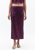 Women Purple Mid Rise Sequin Skirt