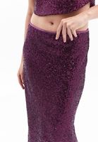 Women Purple Mid Rise Sequin Skirt