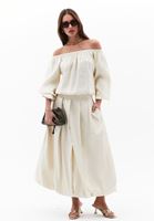Women Beige High Rise Pleated Balloon Skirt