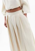 Women Beige High Rise Pleated Balloon Skirt