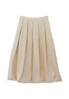 Women Beige High Rise Pleated Balloon Skirt