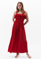 Women Red Frill Detailed Maxi Dress