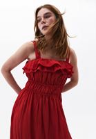 Women Red Frill Detailed Maxi Dress