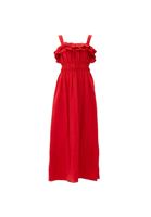Women Red Frill Detailed Maxi Dress