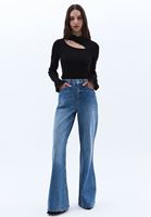 Women Blue High Rise Wide Leg Denim Pants