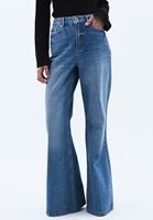 Women Blue High Rise Wide Leg Denim Pants